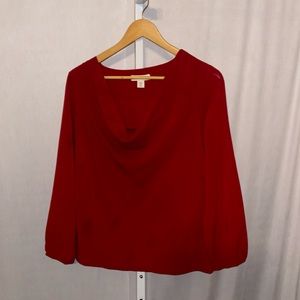 Coldwater Creek Silky Red Cowl Neck Blouse PXS (4-6)
